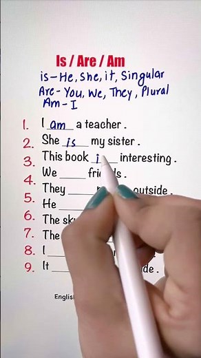 Is / Are / Am - English grammar 📚👩🏻‍🏫✅ #learnenglish #education #spokenenglish #grammar
