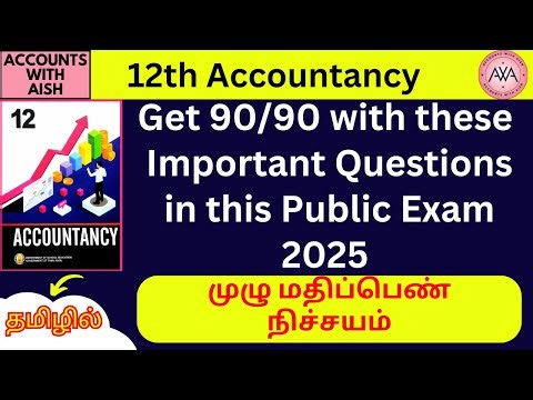 🔴12th Accountancy Most Important Questions for Public Exam 2025 Unit (1-10) Full Syllabus