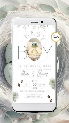 Baby Shower Video Invitation Baby Boy with RSVP QR Code, Dinosaur Invite #BabyShowerInvitation