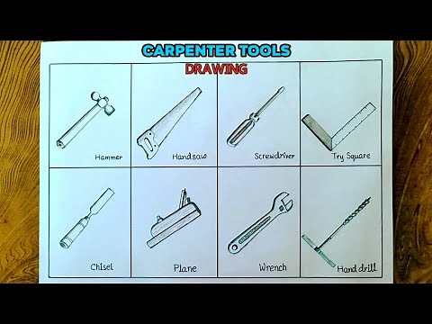 Carpenter tools drawing easily/How to draw carpenter tools easy steps for beginners