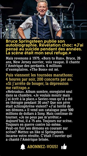 Bruce Springsteen : dépression suicidaire, il se sauve en chantant « Born to Run »