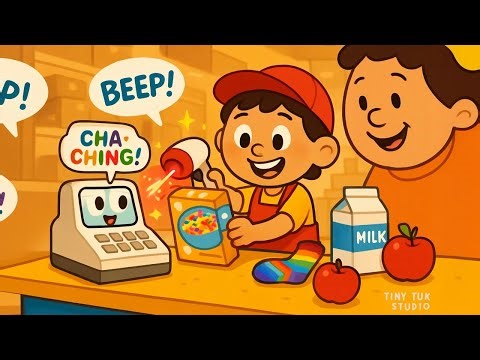 Beep! Goes the Scanner 💳🛒 | Cashier Job Song for Kids | Tiny Tune Studio
