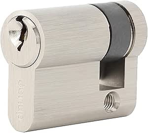 Copper Half Cylinder Lock with Nickel Finish for Doors, Key Lock, 40mm, Single Side Open, Anti-Rust, Modern, Nickel