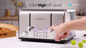 Aigostar Toaster 4 Slice 1.6" Wide Slot Stainless Steel Toasters with Bagel, Reheat, Cancel, Defrost Function, 6 Shade Settings, Removable Crumb Tray, 1550W, Best Rated Prime 4 Slice Toasters