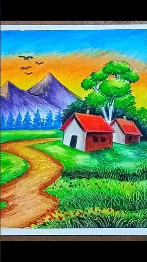 oil pastel drawing for beginners scenery
