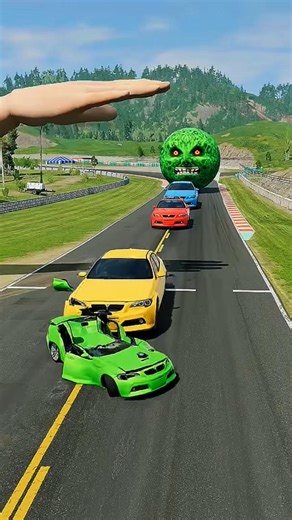 Big & Small Cars vs Giant Hand Slap in the game BeamNG.drive