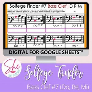 Digital Solfege Worksheet #7: Do, Re & Mi (Bass Clef)