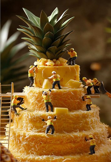 高層パイナップルタワーのミニチュアアート