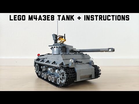 Lego M4A3E8 WW2 Easy Eight Sherman Tank MOC + Instructions