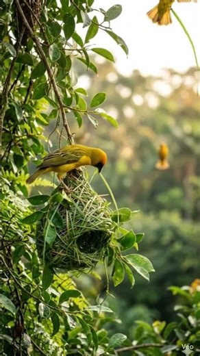 Nature’s Tiny Architect in a Lush Green Paradise 🐦