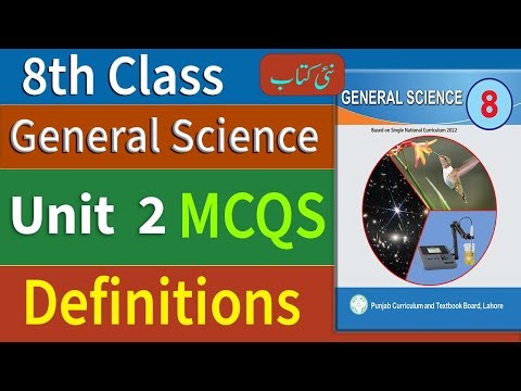 8th Class Science Unit 2 Definitions and MCQs | 8 Class Science Book