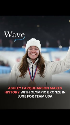 Wave on Instagram: "Ashley Farquharson Makes History with Olympic Bronze in Luge for Team USA Cortina d'Ampezzo, Italy: Ashley Farquharson etched her name in U.S. Olympic history Tuesday, Feb. 10, by earning a bronze medal in women’s luge, marking the first U.S. women’s luge medal in over a decade. She clocked a combined time of 3:31.582 at the Cortina Sliding Center, finishing third in the event and matching the U.S. women’s best Olympic performance set by Erin Hamlin in 2014. At 26 years old,