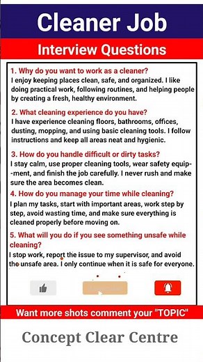 Top 5 Cleaner Job Interview Questions and Answers to get selected