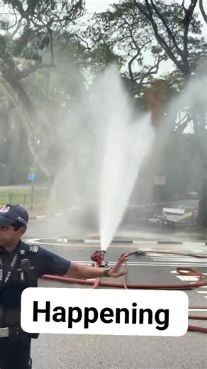 A car suspected of loosing control hit a gas valve on the roadside, causing gas leak and burst out of flames several meters high. Be safe everyone #singapore #fire #cars | Sheryle O. Oro