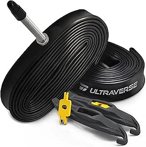 Ultraverse Bike Inner Tube for 700x23-25c, 700x28-32c, 700x35-43c 28 inch Bicycle Wheel Sizes with 48mm Presta Valve - Butyl Rubber Tubes for Road and Gravel Bikes - 2 Tubes, 2 tire levers Included