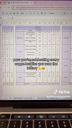 Google Sheets Weight & Exercise Tracker for Fitness Goals