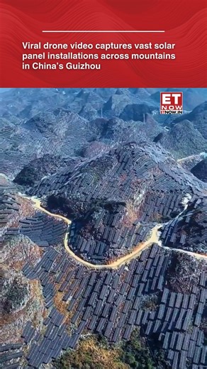 588K views · 3.3K reactions | A viral drone video from China’s Guizhou province shows mountain ranges covered with large solar installations, reflecting the country’s aggressive push into renewable energy and its growing lead in global solar production. [Viral Video, China] #ETTrendingNow | ET NOW | Facebook