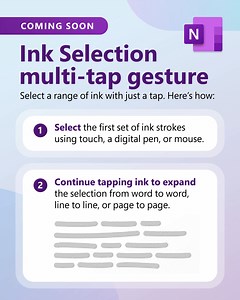 Tired of lassoing your ink?🤠 The new Ink Selection multi-tap gesture allows you to select multiple words, lines, paragraphs, or pages of text by simply tapping. Try it in OneNote soon! | OneNote Education