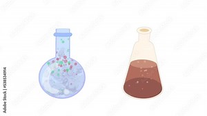 Chemicals liquid flask, tube background and 2d animation, laboratory test, experiment, medical, chemistry