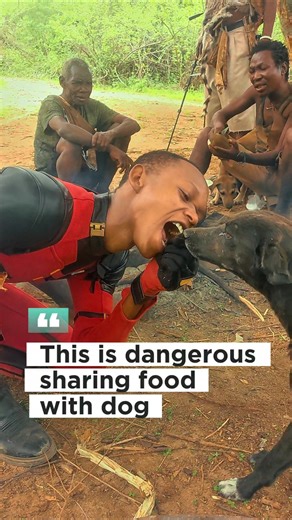 First Time sharing meal with dog 😱🔥 #hadzabetribe