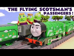 FLYING Scotsman Toy Train Story with Funlings Passengers - Videos For Kids