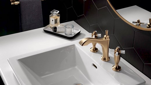 88 reactions · 13 shares | Regal. Powerful. Elegant. Introducing the Dorval Bath Collection, a new design influenced by the feminine lines of French architecture and regal stature of German castles—creating one powerful design story that commands your attention. https://www.deltafaucet.com/bathroom/collections/dorval-bathroom-collection | Delta Faucet | Facebook