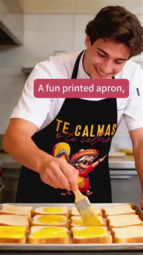 My apron speaks: Calm down and cook well.#videowave #apron #funnycartoon #funny #printedapron