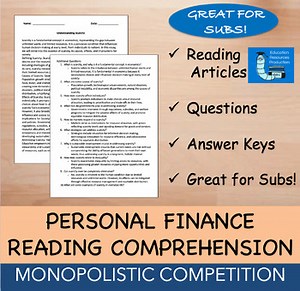 Monopolistic Competition in Economics Personal Finance - Reading Comprehension