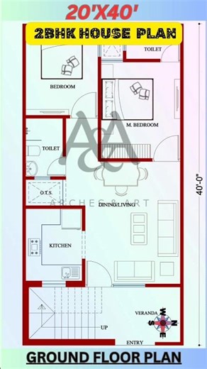 20x40 East Facing 2BHK House Plan | 800 Sqft Vastu Layout Design | Small House Idea #viral #2bhk