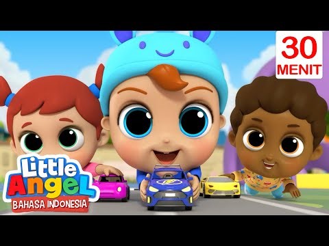 Balapan Mobil di Taman Bermain | Little Angel Bahasa Indonesia | Kartun Anak