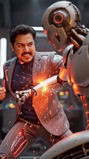 fighting with Android #ironman #marvel #robot #avengers #mcu