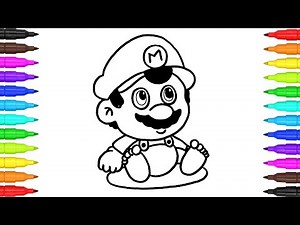 How to Draw Super Mario for Kids 🍄👲🏻🏰♥️ Super Mario Drawing and Coloring Pages for Kids