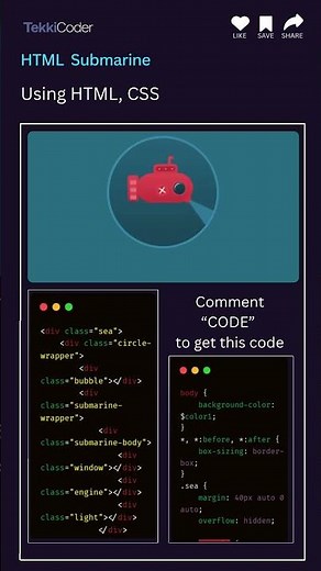 Submarine Animation Using HTML, CSS & JavaScript | Smooth Underwater UI Effect #uidesignlearning