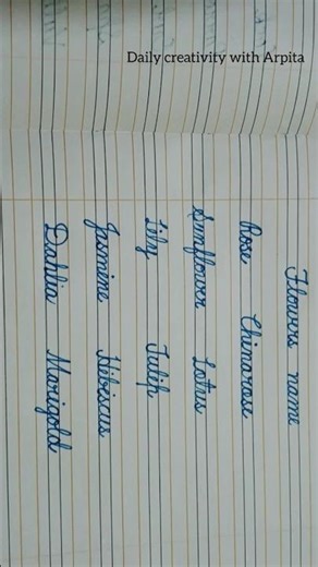How To Write 10 Flowers Name in Cursive Writing #cursivewriting #calligraphy #flowers