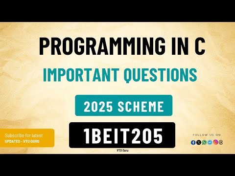 1BEIT205 Programming in C Important Questions |1BEIT105 Important Questions | VTU Updates | VTU Exam