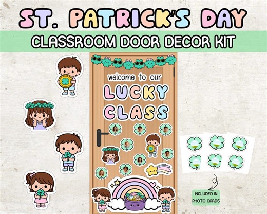 St. Patrick's Day Classroom Door Decor Kit | Lucky Class, Rainbow Accents (PDF Files) - Etsy