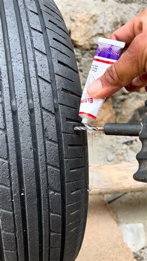 Moter tyre kit side wall puncher repair short video #rotatingtire #rotatingtire