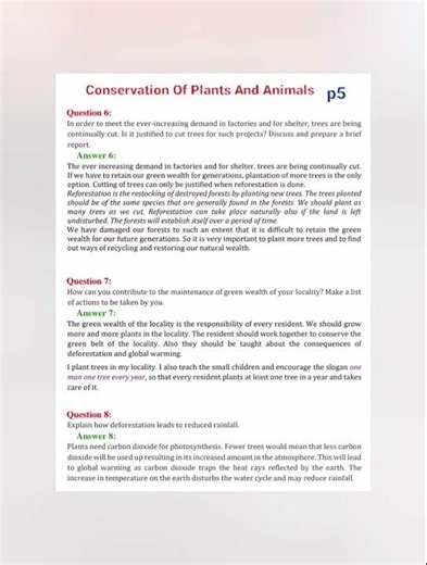 8th Class Science Lesson: "Conservation Of Plants And Animals" Textbook Questions And Answers