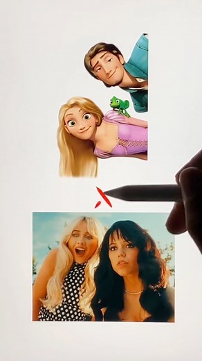 2.3M views · 10K reactions | Sabrina Carpenter and Jenna in Tangled #disney #digitalart #art #reels | Rezist.art | Facebook