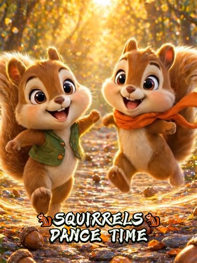 Cute Squirrels Dancing in the Forest