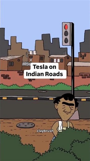 tesla on indian road 😂#funnycartoonvideo #comedy #funnyvideo #trending