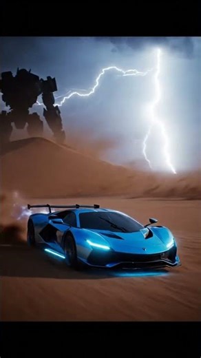 “Epic Desert Battle: Giant Robot vs Transforming Car!”