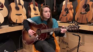 Earlier today Anne Roos Peterse singer songwriter from Beaux on a Faith Mars 12th fret guitar. https://www.kauffmannsguitarstore.com/faith-guitars/ | Kauffmann's Guitar Store