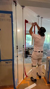 Kitchen Painting Containment Setup with Spray Booth | Moose Painting NH
