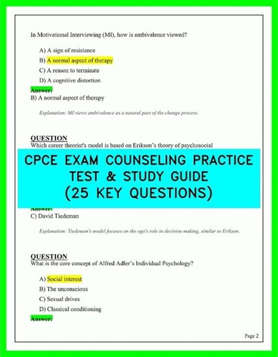 CPCE EXAM COUNSELING PRACTICE TEST & STUDY GUIDE 25 KEY QUESTIONS VIDEO 2026 UPDATED EXAM PREP!!