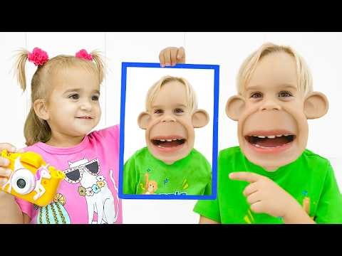 Alice plays with funny masks and teaches Chris how to behave
