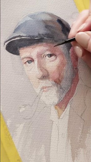 Watercolor Portrait of a Gentleman - Painting Process