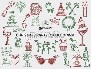Christmas Party Procreate Tattoo Stamp Brush Set (digital Download) - Etsy