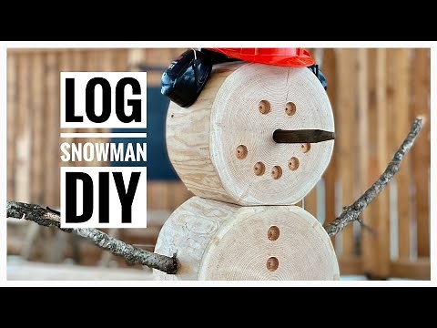 Log Snowman Instructions / Demonstration / Winter and Christmas Decorating Ideas #logsnowman #howto