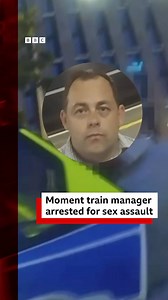 This is the moment a train conductor was arrested on a station platform after sexually assaulting an 18-year-old female passenger Read more: https://www.bbc.co.uk/news/articles/c39r2zp1dw7o | BBC Wales News